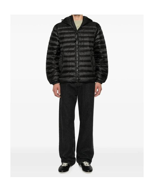 C P Company Black Goggle-Detail Padded Jacket for men