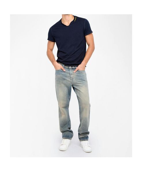 Zadig & Voltaire Blue Monsatir Henley Short-Sleeve T-Shirt for men