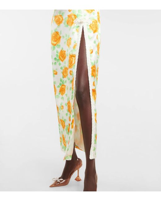 Alessandra Rich Metallic Floral Silk Midi Dress