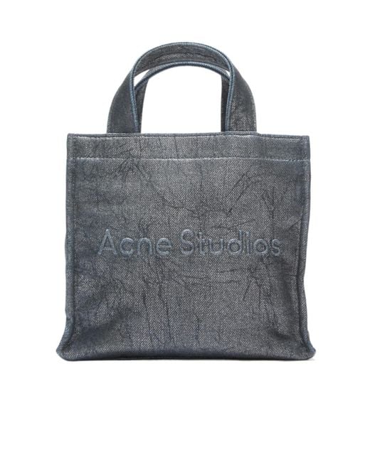 Acne Gray Logo Embossed Mini Tote Bag for men