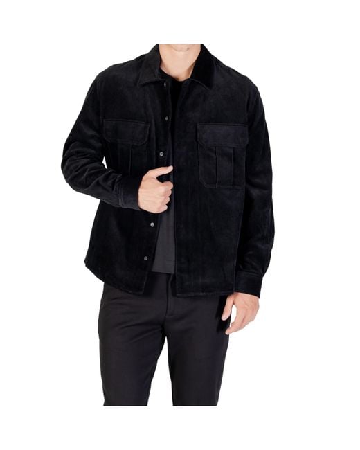 Antony Morato Black Long-Sleeved Shirt Jacket for men