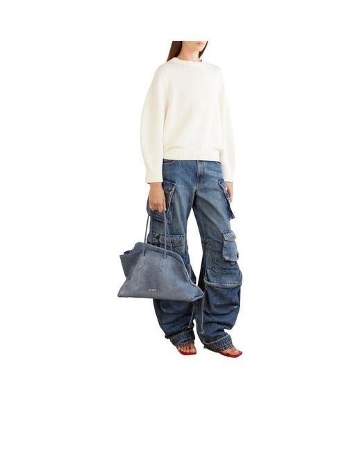 The Attico Blue Medium Asymmetric Denim Shoulder Bag