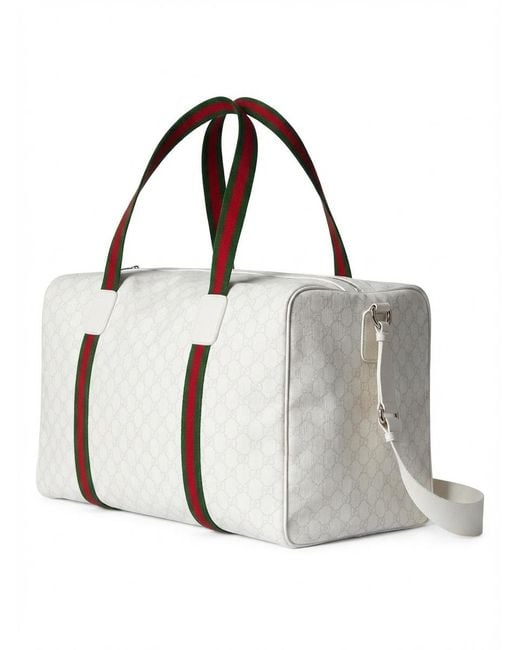 Gucci White Medium Duffle Bag With Web for men