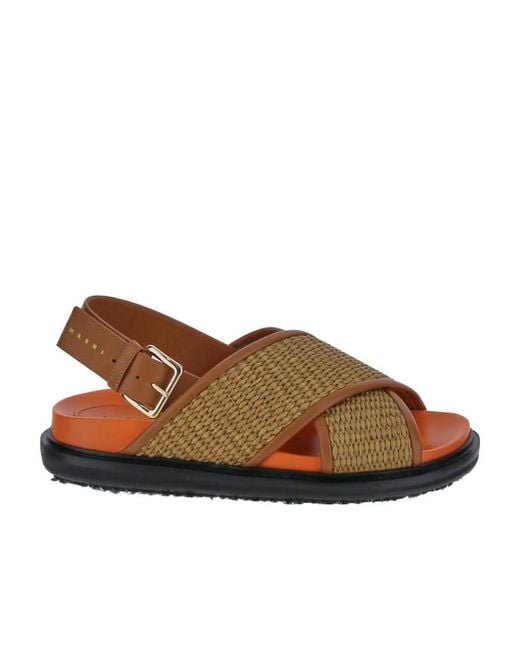 Marni Brown Fussbett Cross-Strap Sandals