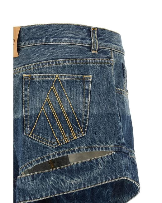 The Attico Blue The Cut-Out Denim Shorts