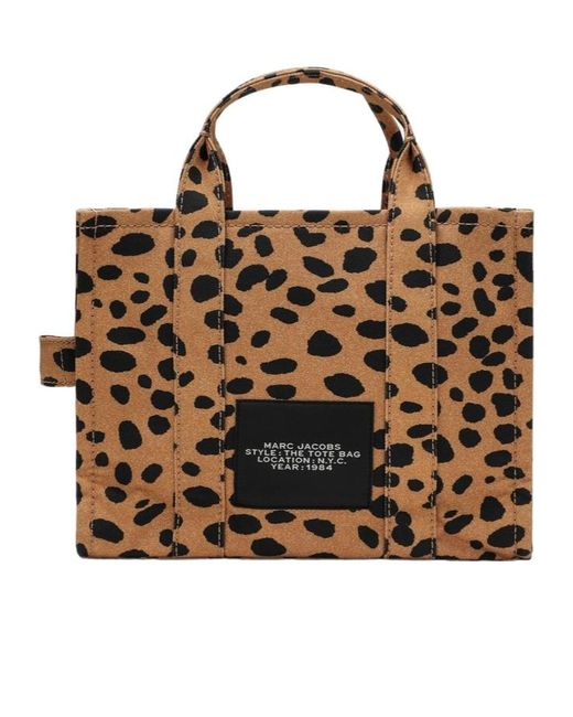 Marc Jacobs Brown The Cheetah Logo Embroidered Medium Tote Bag