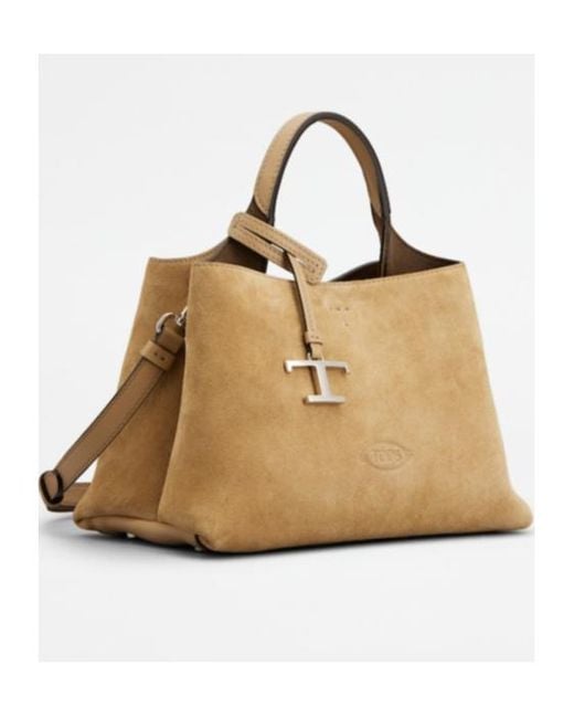 Tod's Natural Top-Handle Suede Tote Bag