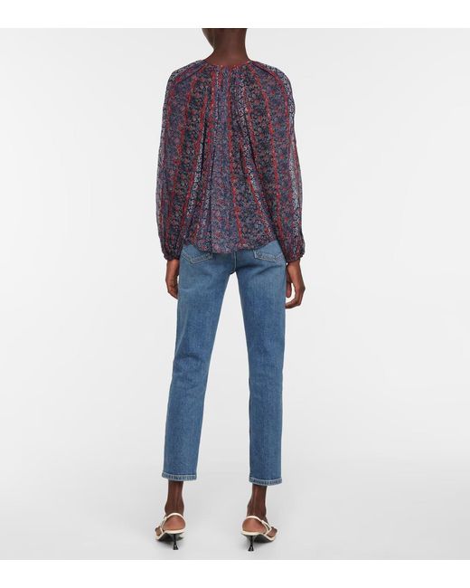 Ulla Johnson Purple Deetra Floral Silk Blouse