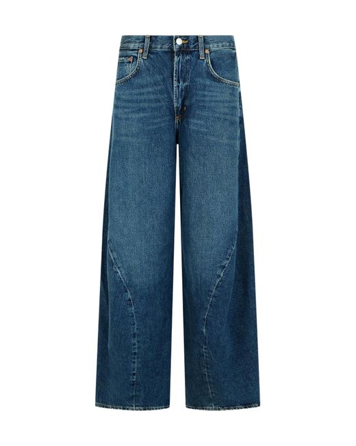 Agolde Blue High Waisted Straight-Leg Jeans
