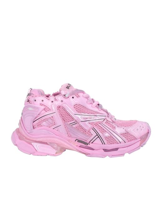 Balenciaga Pink Lace-Up Logo Sneakers