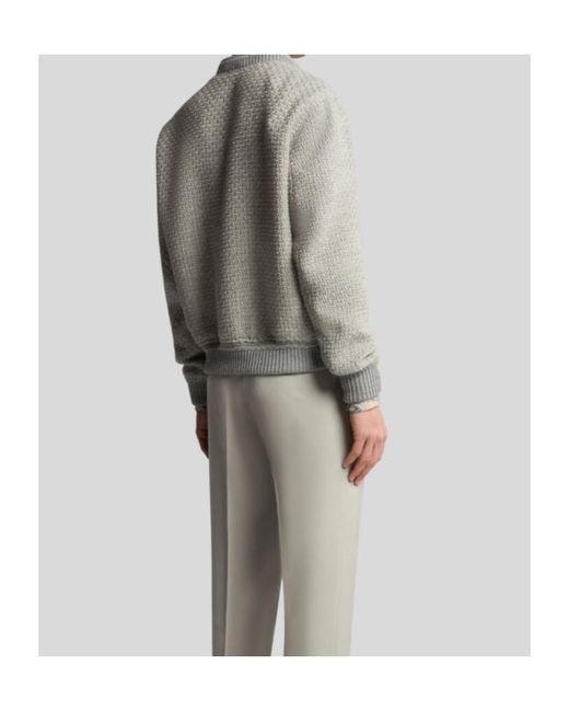 Etro Gray Chunky Knitted Bomber Jacket for men