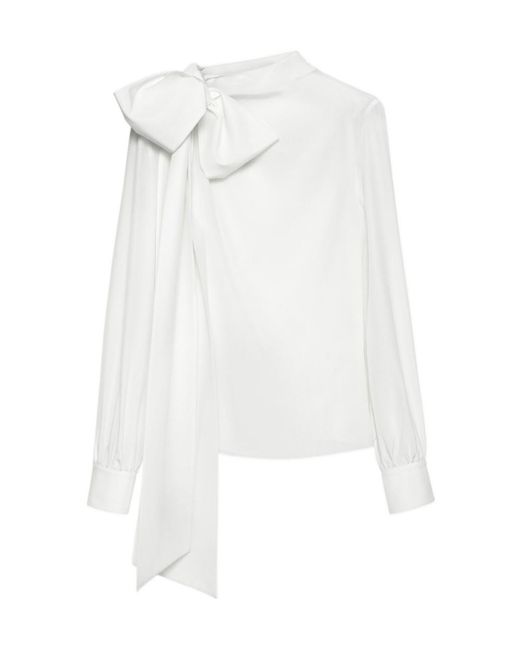 McQueen White Shoulder Bow Blouse