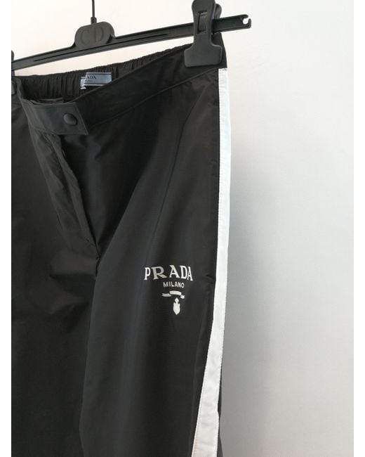 Prada Re-Nylon Side-Stripe Track Pants in Black | Lyst Prada Re-Nylon Side-Stripe Track Pants in Black | Lyst