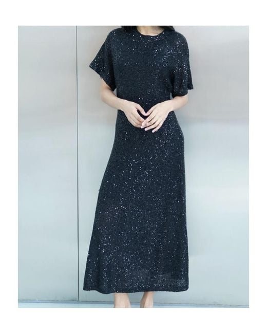 Brunello Cucinelli Blue Sequin-Embellished Midi Dress