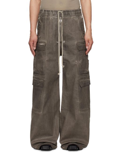 Rick Owens Gray Double Cargo Jumbo Drawstring Pants for men
