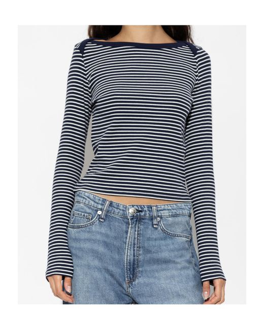 Rag & Bone Blue Long-Sleeved Striped Top