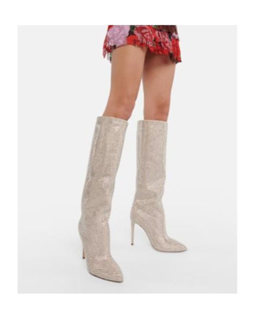 Paris Texas Gray Embellished Suede Knee-High Boots