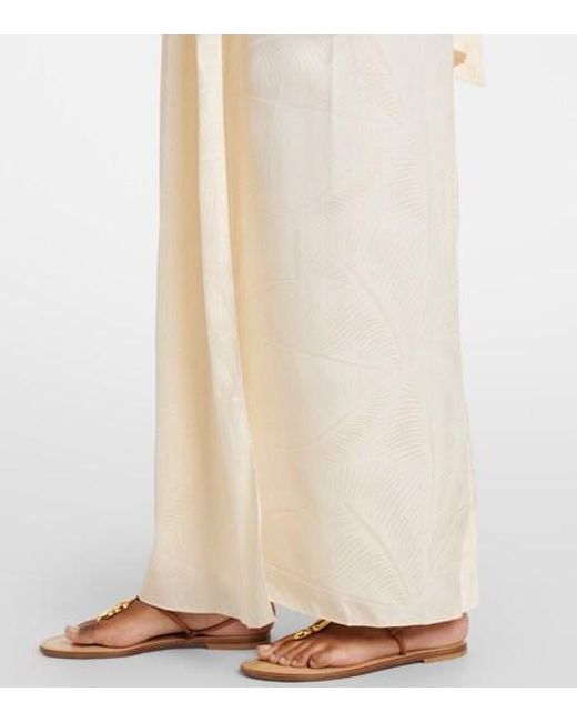 Johanna Ortiz White Scarf-Detail Jacquard Maxi Dress