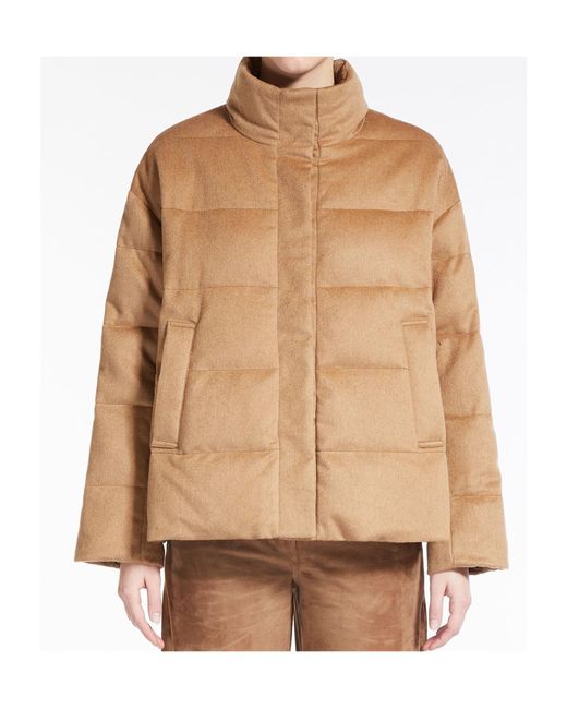 Max Mara Brown The Cube High Neck Long-Sleeved Coat
