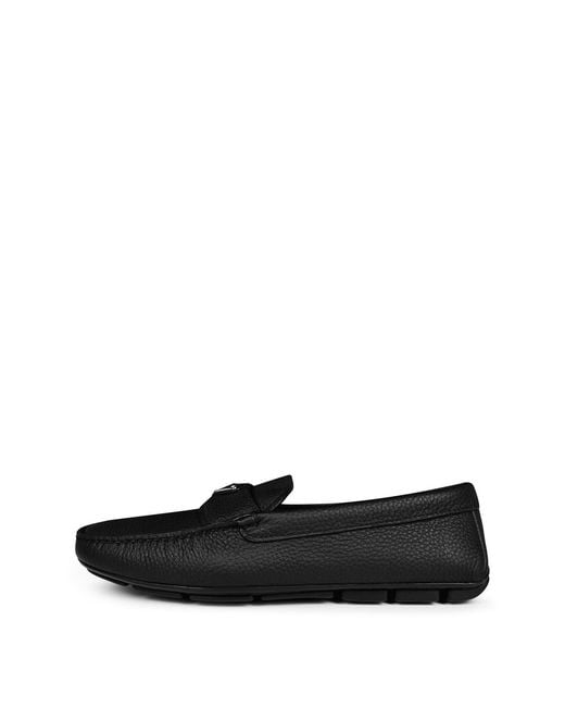 Prada Black Leather Drive Loafers for men