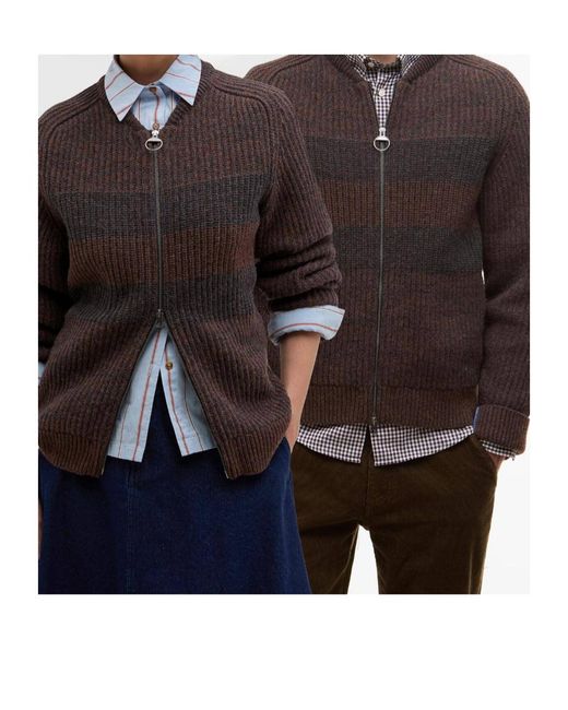Barbour Black X Paul Smith Striped-Pattern Cardigan for men