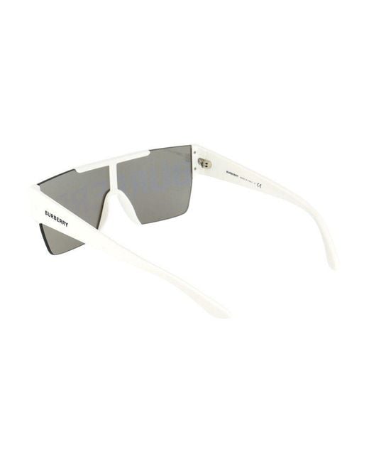 Burberry White Eyewear Shield Frame Sunglasses for men