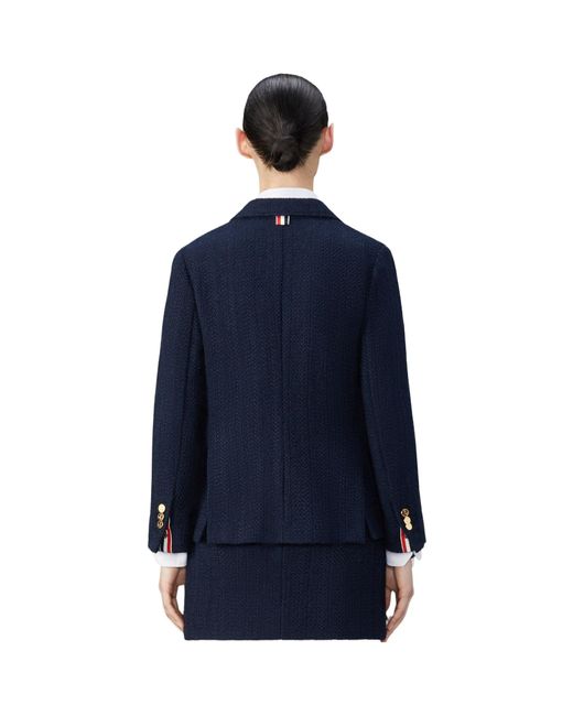Thom Browne Blue Rwb-Striped Tweed Shirt Jacket
