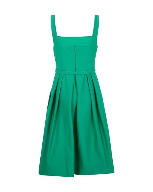 Ralph Lauren Green Lauren Belted Pleated Dress