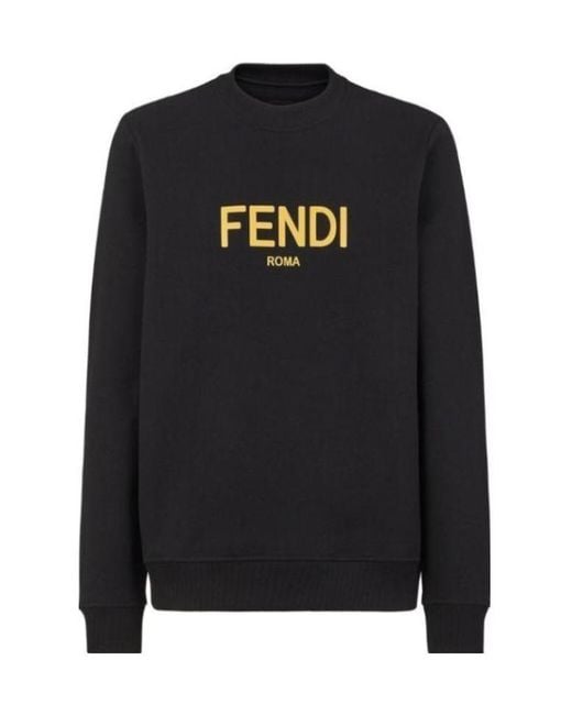 Fendi Black Cotton Sweatshirt for men