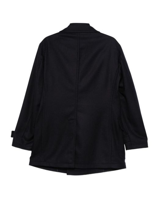 Tagliatore Blue Double-Breasted Wool Coat for men