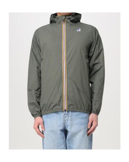 K-Way Gray Zip-Front Hooded Jacket for men