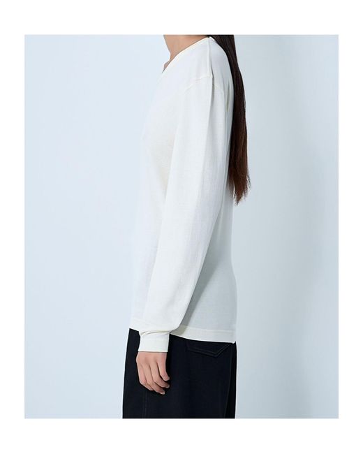 Lemaire White Long-Sleeved Ribbed Crewneck T-Shirt