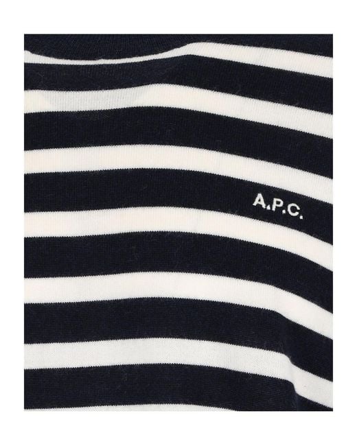 A.P.C. Blue Striped Knitted Jumper for men