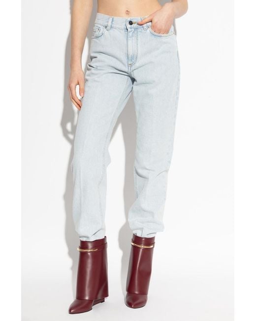 Givenchy Blue Logo-Patch Straight-Leg Jeans