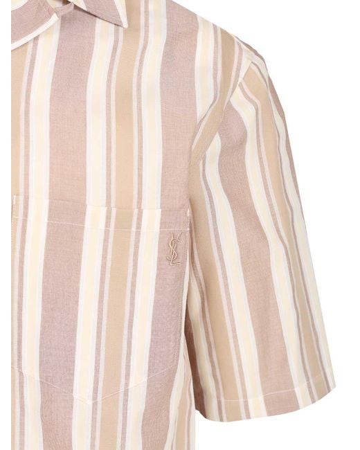 Saint Laurent Pink Striped Button-Up Shirt for men