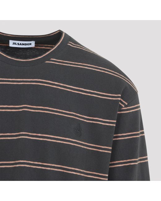 Jil Sander Gray Striped T-Shirt for men