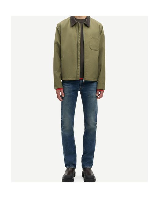Samsøe & Samsøe Green Sarobin Z Chest-Pocket Contrastong-Collar Jacket for men