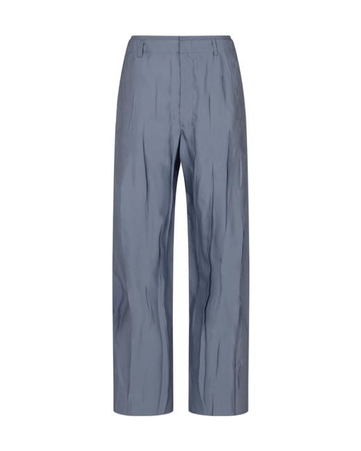 Lemaire Blue Crinkled Wide-Leg Pants