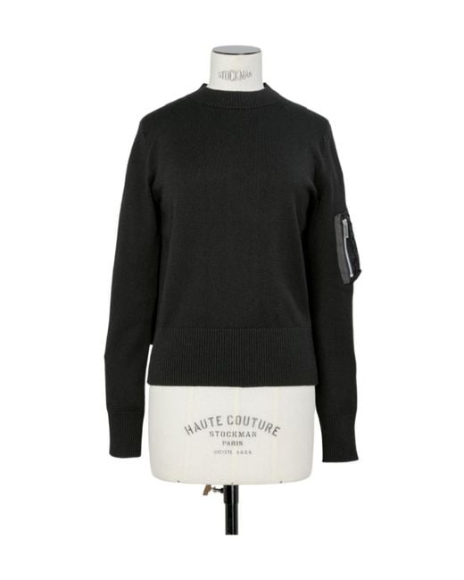 Sacai Black Nylon-Patch Jumper