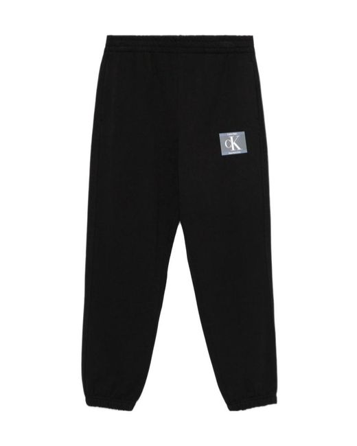Calvin Klein Black Logo-Patch Track Pants for men