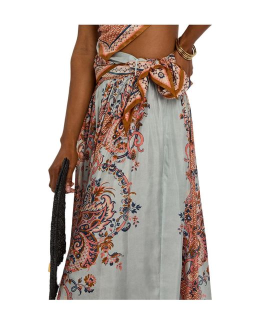 Zimmermann Multicolor Printed Silk Midi Skirt