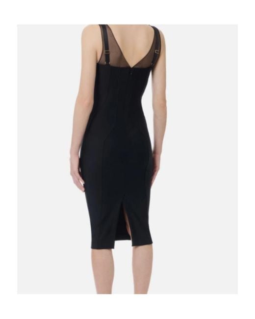 Elisabetta Franchi Black Sheer Panel Corset Dress