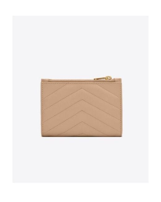 Saint Laurent Natural Monogram Logo Plaque Wallet