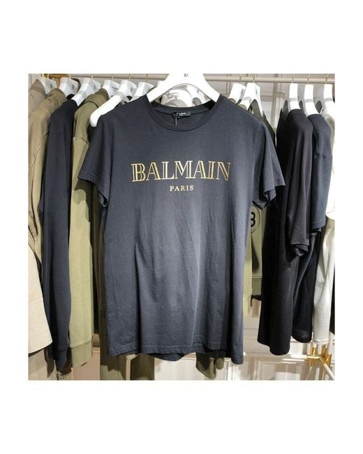 Balmain Black Logo Printed T-Shirt for men