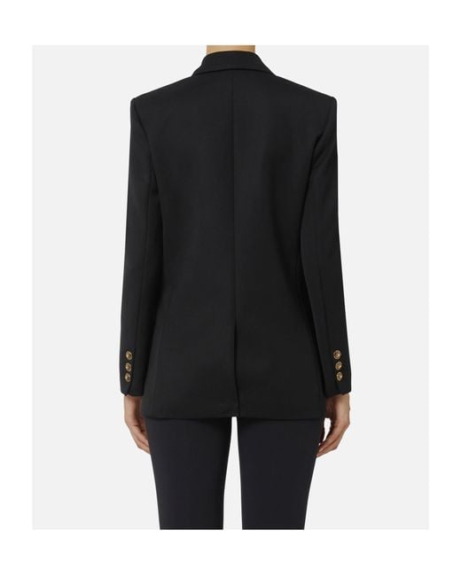 Elisabetta Franchi Black Double-Breasted Gabardine Jacket