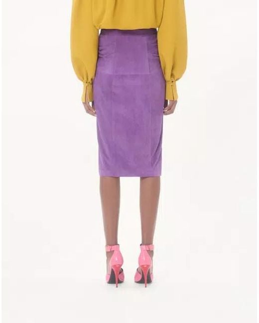 Valentino Purple Button Detailed Gathered Skirt