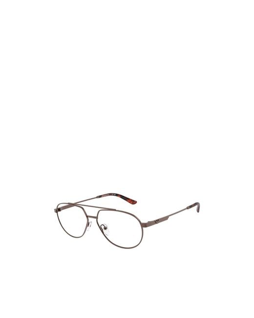 Emporio Armani White Pilot Frame Glasses for men