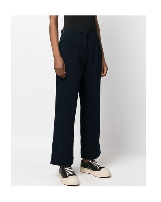 A.P.C. Blue Pleat-Detail Wide-Leg Cotton Trousers