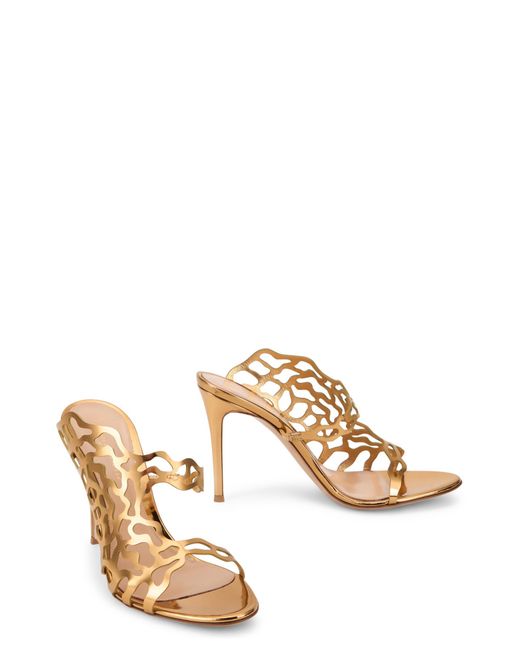 Gianvito Rossi Metallic Laser-Cut High Heel Sandals