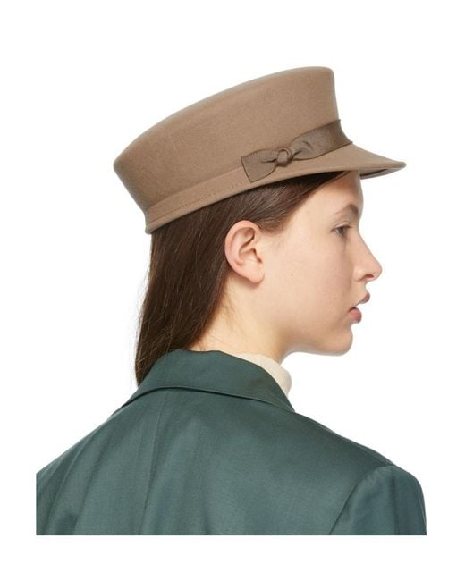 Maison Michel Green Logo Felt Beret